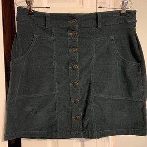 Aventura Green Button Corduroy Skirt Organic Cotton (Pockets)
